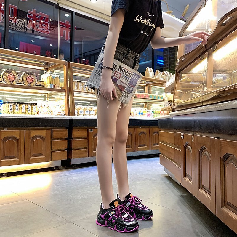 Fujin dames platform sneakers zomer ademende sneakers dikke dikke bodem casual dames dikke schoenen
