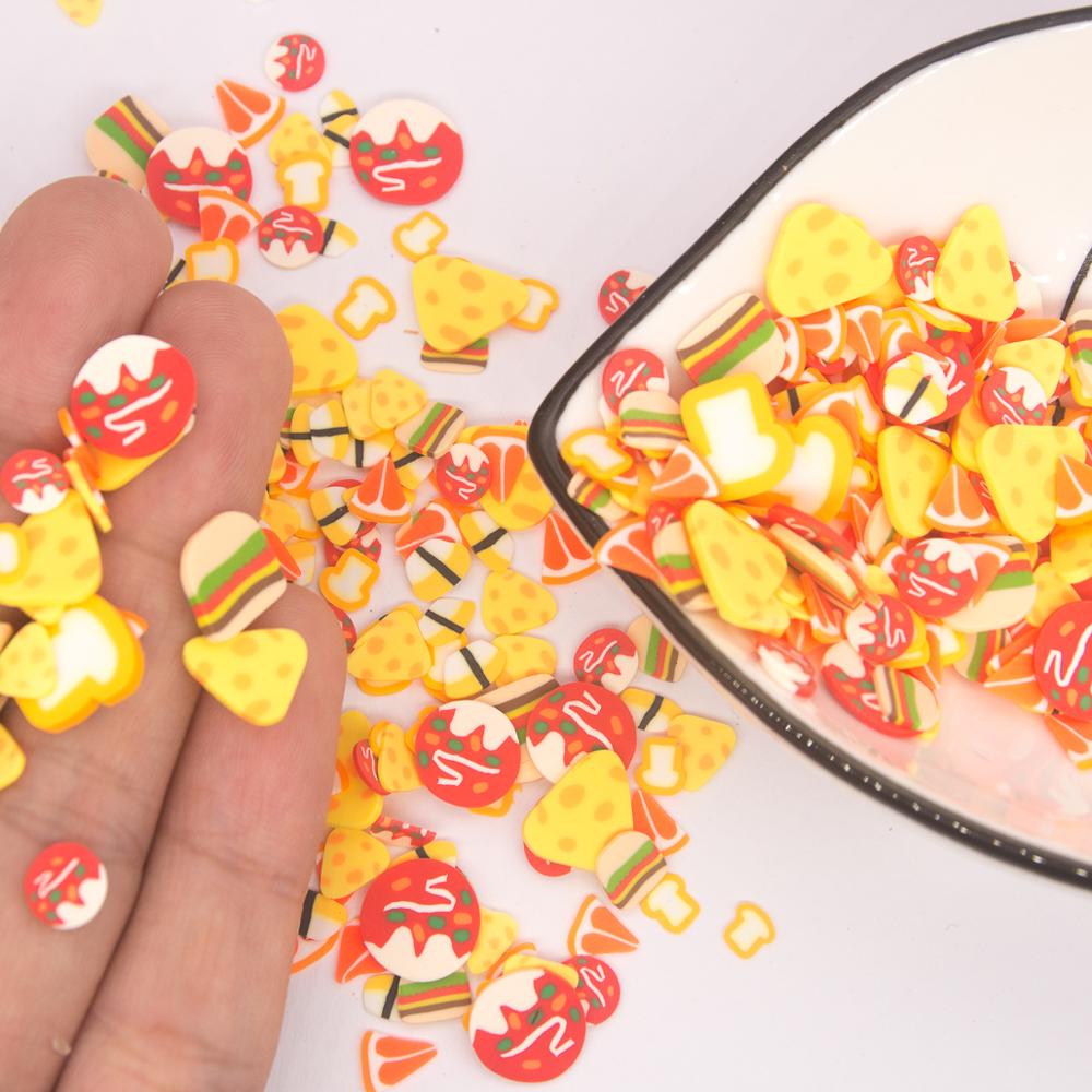 65g broodcake kaas hamburgervorm klei polymeren sprinkles voor telefoondecoratie, schudkaarten diy, nail art