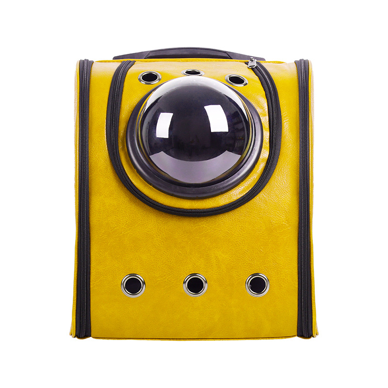Sac à dos Portable en cuir pour chats, sacs de transport durables, sac à Capsule souple de voyage, sacs à Double épaule pour chats de compagnie: YELLOW