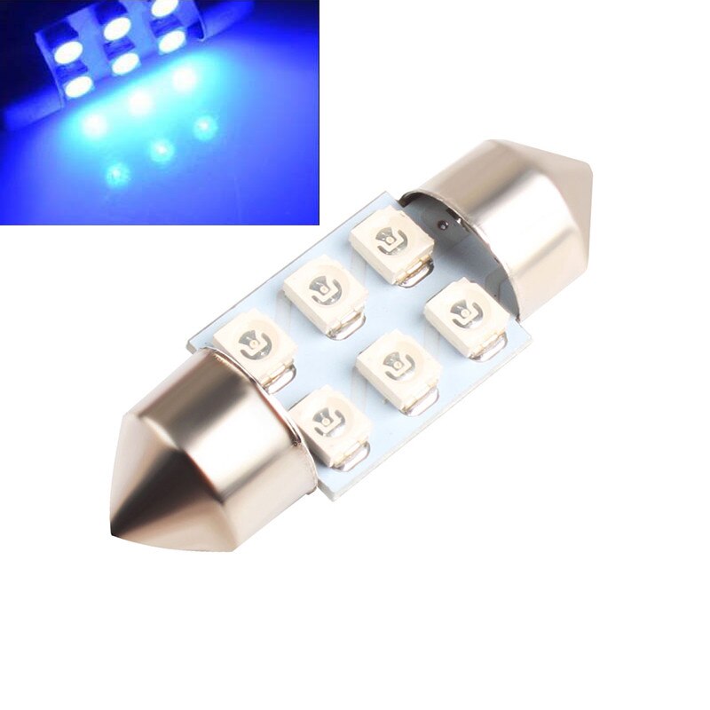 31mm led festoon kuppellys 3021 6428 de3021 led automatisk lesesporpære 6 smd 3528 12v dc-lampe blått lys supersterkt holdbart