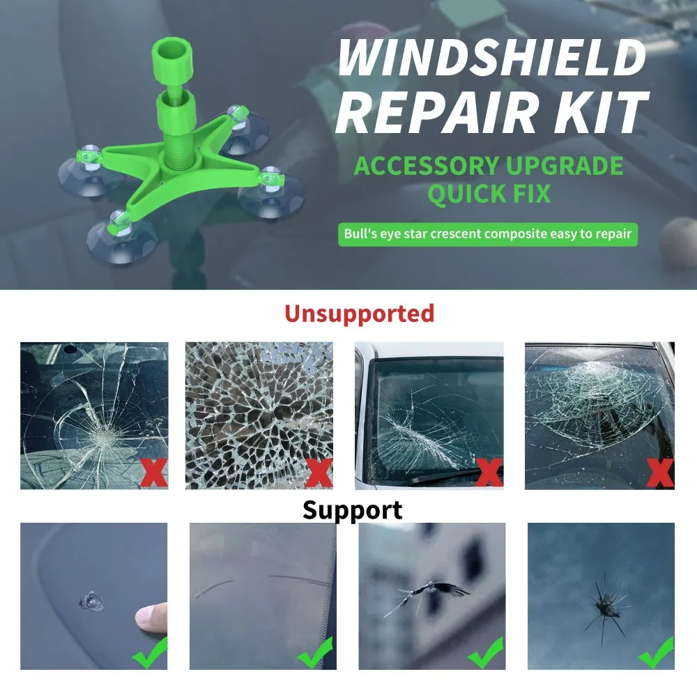 Kit de resina para reparo de para-brisa de carro, ferramentas para quebrar arranhões, restauração, adesivos protetores, limpador de vidro, cuidados sem rastros