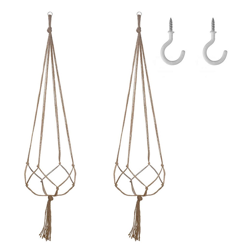 Handmade lace plant hanger Flowerpot flower basket flower pot hanger boho style ornaments home gardening tools set sales #25: B 90cm