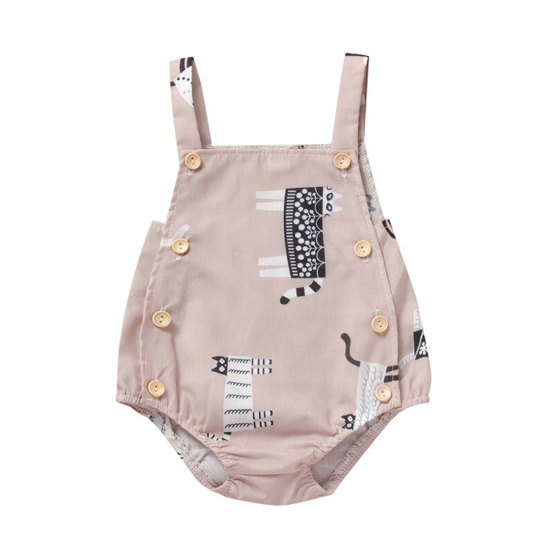 Été bébé garçons filles body coton sans manches dessin animé imprimé fronde combinaison une-pièce vêtements: B / 6M