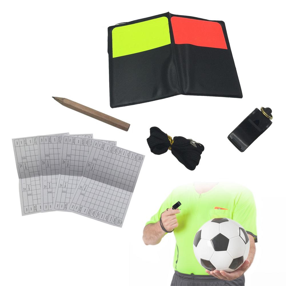 Conjunto de tarjetas de árbitro de fútbol, árbitro de advertencia de fútbol, tarjetas rojas y amarillas, libro de bolsillo, árbitro, silbato, lápiz para equipo de fútbol: Default Title