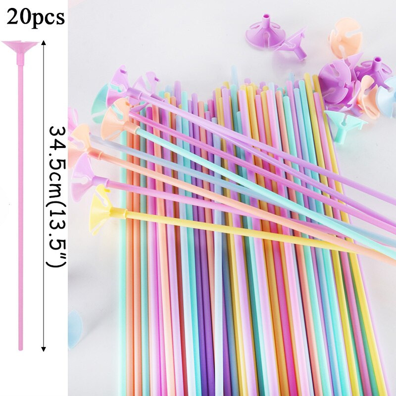 20pcs Colorful Latex Balloon Sticks PVC Rods Balloons Holder Sticks With Cup Baby Shower Kids Birthday Party Wedding Decoration: Default Title
