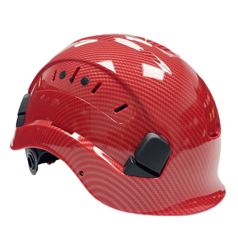 CE Carbon Fiber Safety Helmet for Engineer Construction Industrial Protective Working Rescue Bicycle Motorcycle Helmets Hard Cap: Red  Bright Helmet
