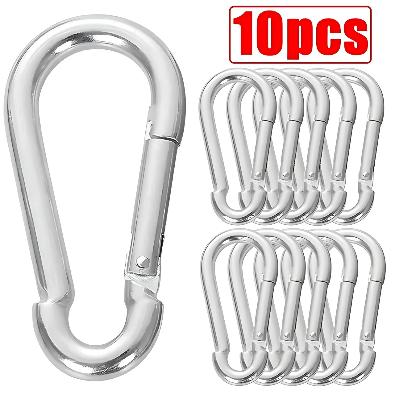 Mini mosquetón de aleación, equipo de supervivencia, gancho de montañismo para campamento, mosquetón para exteriores, llavero, ganchos turísticos, hebilla de pesca,: Plata