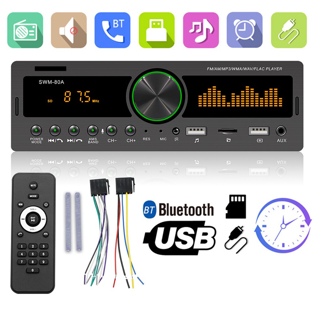 Swm -80b single 1 din autoradio mit dual-screen-multimediasystem,  mp3- player-audiokopie, tf-, usb- und aux-eingangssuche, autoradiokopf