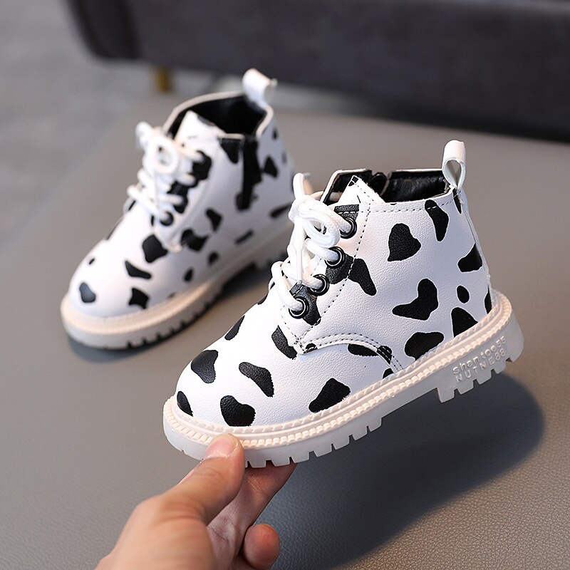 Kinderen Leren Laarzen 1-5 Jaar Oude Zachte Bodem Kinderen Antislip Enkel Schoenen Winter casual Footwears Jongens Meisjes: WHITE / 8