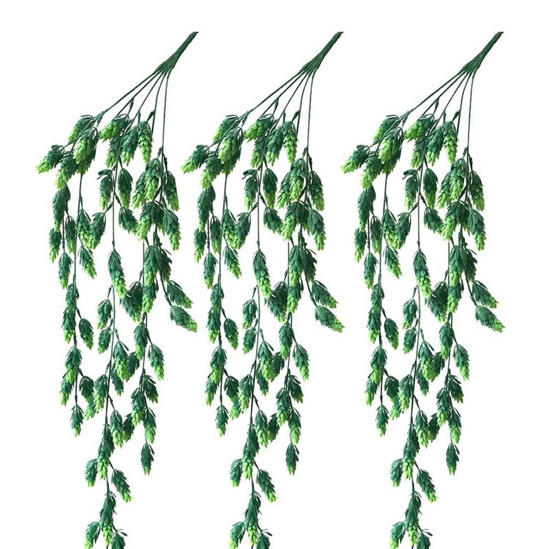 3 uds flores artificiales de lúpulo guirnalda de enredadera planta falsa enredadera colgante vegetación para interior al aire libre porche frontal decoración de flores: Default Title