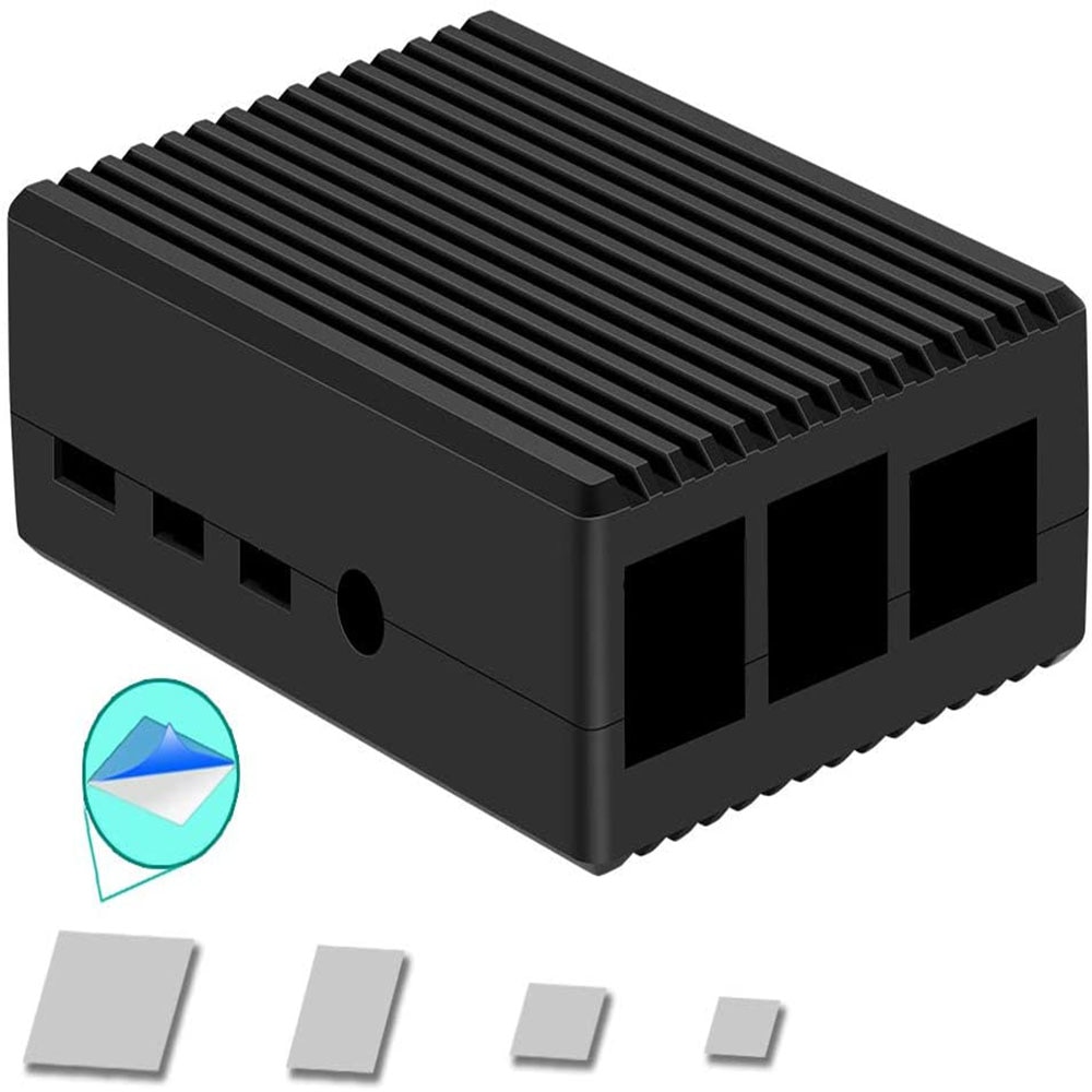 Iuniker lampone pi Caso 4 del Metallo di CNC con Dissipatore di Calore senza Ventola di Raffreddamento per lampone pi 4B (W-Nero)