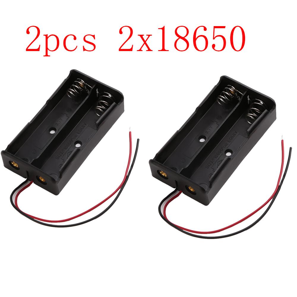 Battery Storage Boxes 18650 17500 18500 Battery Storage Charge Box 3.6~4.2V Clip Holder Box Case Black Battery Holder Case: 2pcs 2x18650