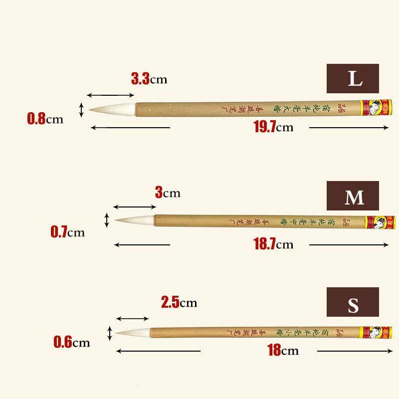 3pcs Woolen Hair Chinese Calligraphy Painting Writing Brush Set Beginner Landscape Painting Handwriting Practice Craft Supply