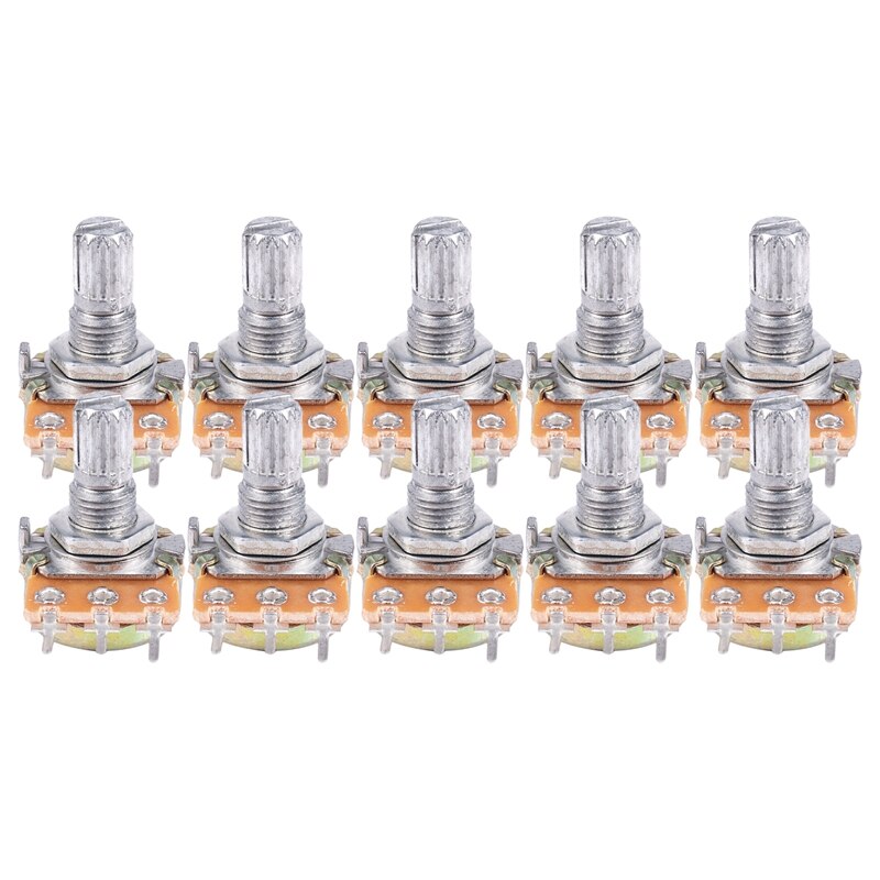 10 pièces 5K ohm 6mm arbre moleté fendu potentiomètre rotatif linéaire unique