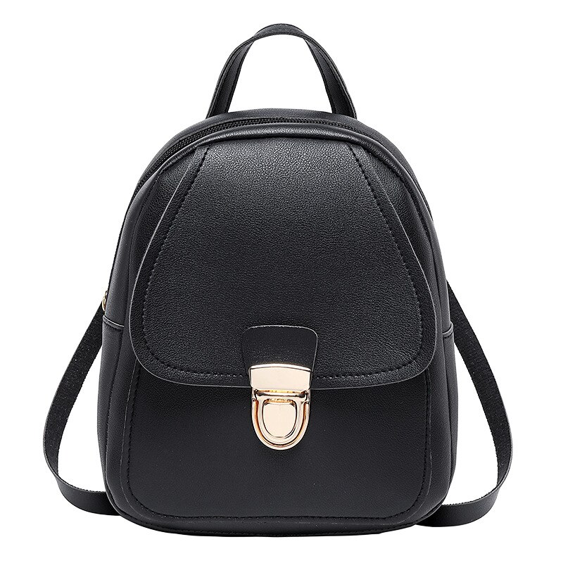 Vrouwen Leren Rugzak Mini Rugzak Schooltassen Voor Tienermeisjes Bagpack Leuke Kleine Vrouwelijke Rugzak Mini Mochila: Black