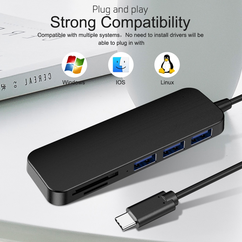 Usb C Hub Type C Naar Multi Usb 3.0 Tf/Sd-kaartlezer Micro Opladen Hoge Snelheid Splitter Adapter voor Macbook Pro/Air Laptop Tablet Huawei P30 Matebook Xiaomi Notebook Usbc Type C Hub Dock