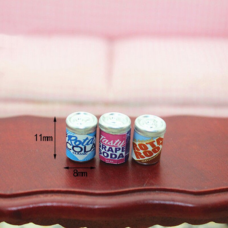 6pcs Dollhouse Mini Drink Cans DIY Furniture Decorations 1:12 Miniature Cute Mini Cans Doll House Kitchen Accessories