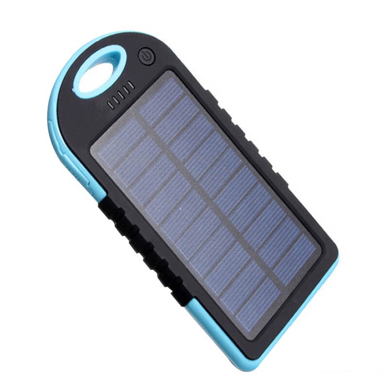 Solar 5000 Mah Power Bank Draagbare Zonnepaneel Dual Usb Batterij Oplader Opladen Led Batterij Oplader Voor Iphone5 6 7 8 X: Blue