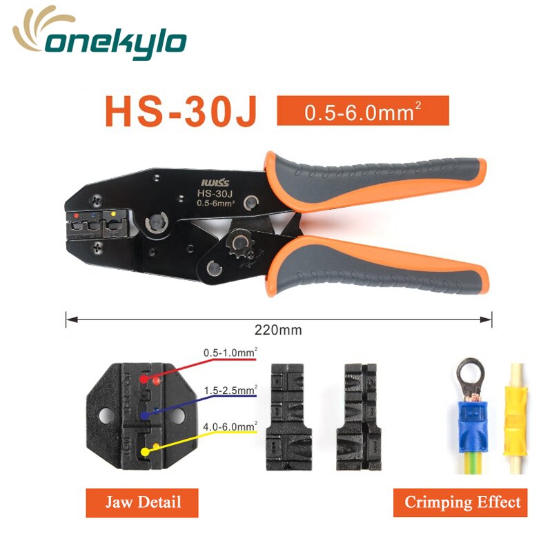 IWISS crimping tool insulated terminal ferrule crimper wire crimp pince sertir alicate crimpador tool HS-30J pliers 0.5-6mm²: IWISS HS-30J