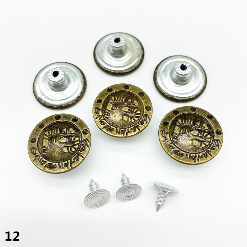 20 piezas 20mm bronce de botón de Metal para pantalones Shank botón para prendas de vestir pantalones ropa de costura Accseeories hecho a mano # Ro: 12