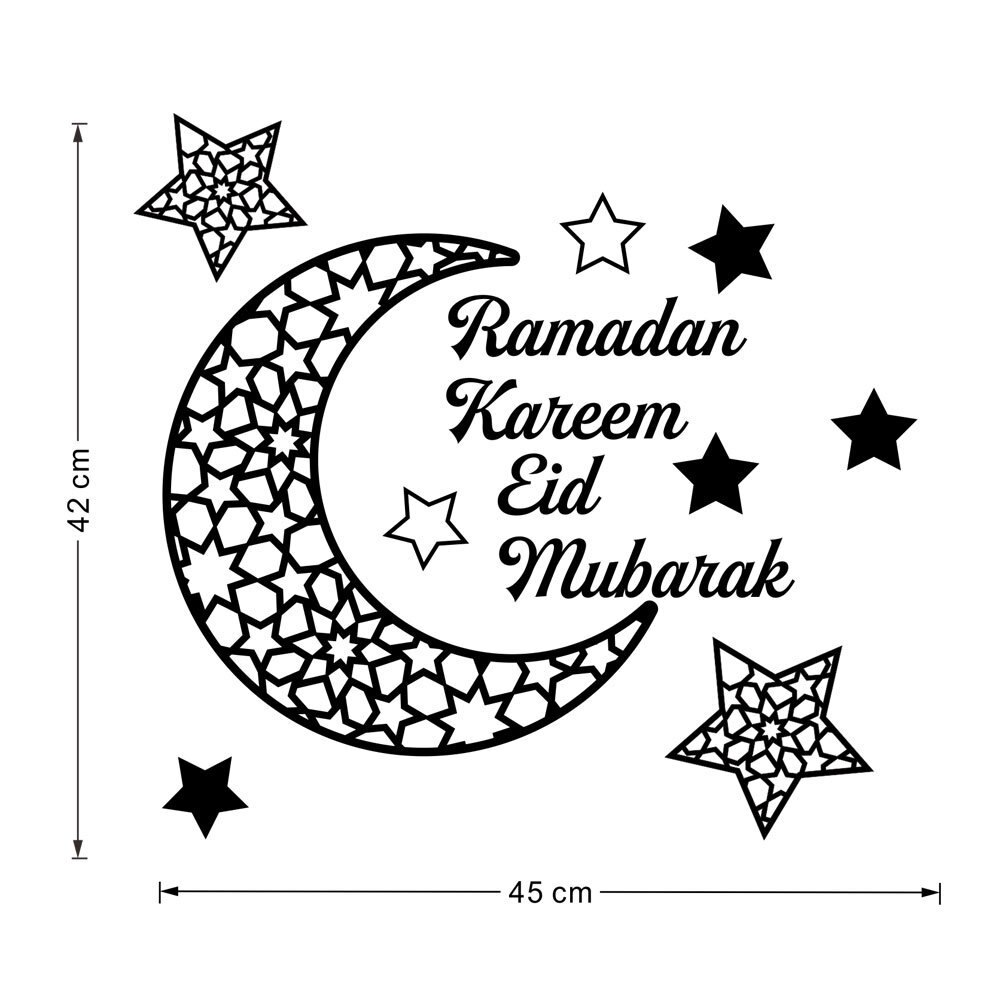 Muslim Ramadan Kareem Crescent Moon Pattern Acrylic Mirror Sticker 3D Self-adhesive Wall Sticker Wall Decor Home Decoration