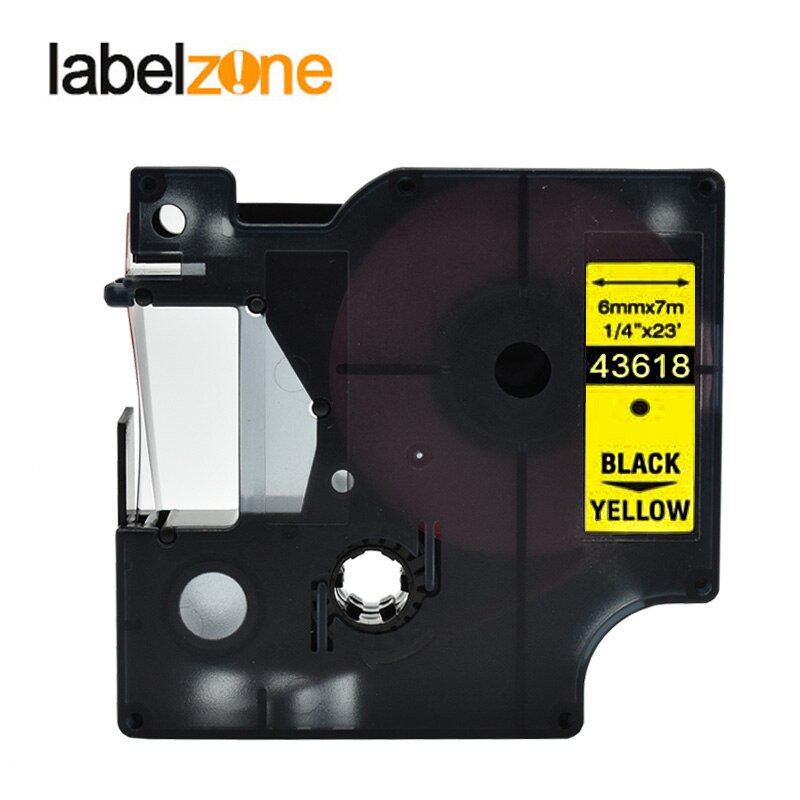 5 Pack Dymo D1 43618 Label Tape - 6mm x 7m Black on Yellow - Compatible with Dymo LabelManager LM160 LM280