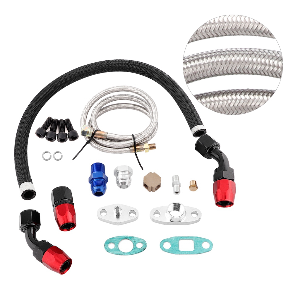 Turbo Oil Feed Return Line AN10 Fitting Adapter Flange Kit 1/8 NPT Adaptor Turbo Chargers And Parts For T3 T4 GT35 T70 T66