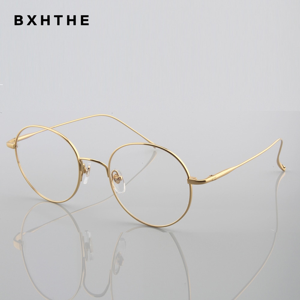 Solid Pure Titanium Round Eyeglasses Frame Myopia Optical Frames Glasses Retro Prescription Eyeglasses Men Women Frames