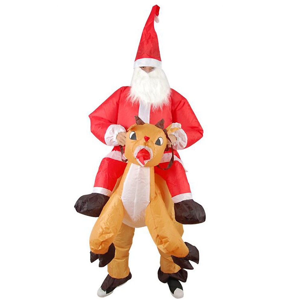 Inflatable Santa Claus Riding Reindeer Costume Adults Party Christmas Mascot Blow Up Costume Xmas Cosplay Outfit Funny 3: Default Title