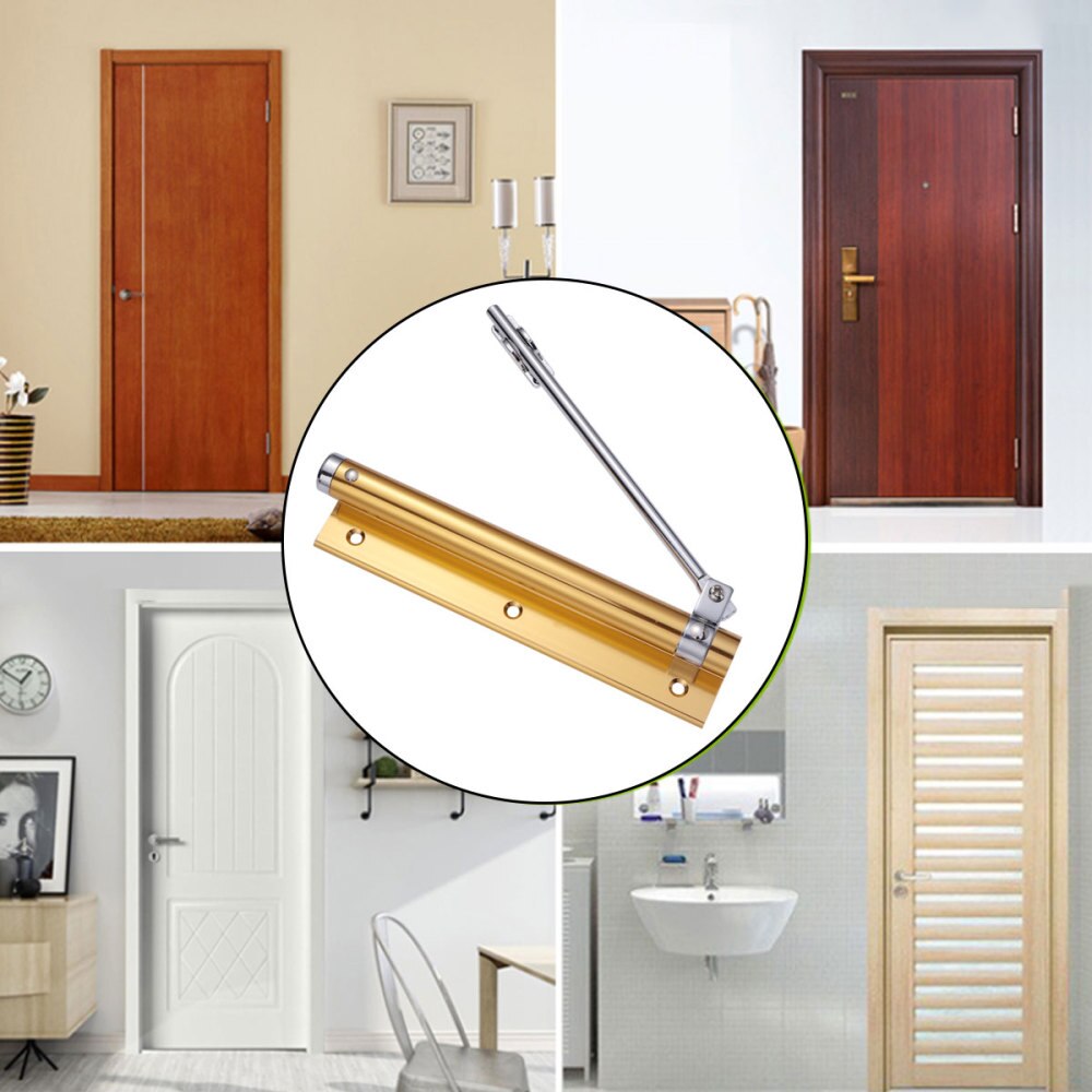 1Pc 35KG Automatic Door Closer Home Use Concealed Door Spring Hinge Buffer Free Punching Automatic Door Closer Device (Ivory Whi: As Shown 4