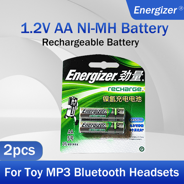 1-2pcs Energizer 1.2V 2450mAh AA NI-MH Rechargeable Battery For Toy Flashlight Camera Remote Control Pre-charged 2A AA Batteries: 2pcs