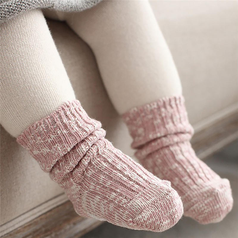 1 Pair Mix Color Cotton Baby Girls Boys Socks Ankle Length Thick Winter Calcetines Children Socks for 0-4 Years: Pink S