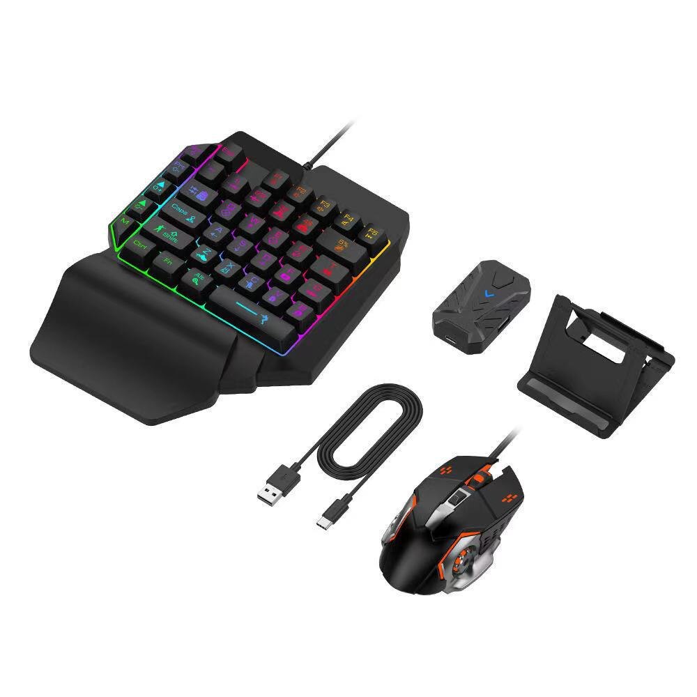 Xncorn Telefoon Toetsenbord 39 Toetsen F6 Een Hand Gloeiende Gaming Toetsenbord Voor Telefoon Pc Usb Interface Toetsenbord: Keyboard mouse set