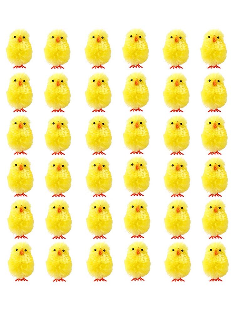 36PCS Easter Yellow Chick Decorative Mini Animal Toy For Lovely Artificial Home Decoration Toys Plush Chicken
