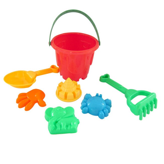 Juguetes de playa grandes para niños, Cubo de Playa Grande, juego de 7 piezas con pala, rastrillo, juguetes de playa de plástico, suministros de juego para padres e hijos