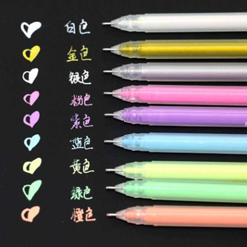 3/9 unids/set 0,6mm tinta blanca dorada plateada Color álbum de fotos bolígrafo de Gel papelería oficina lindo Scrapbooking pluma de gran capacidad para niños