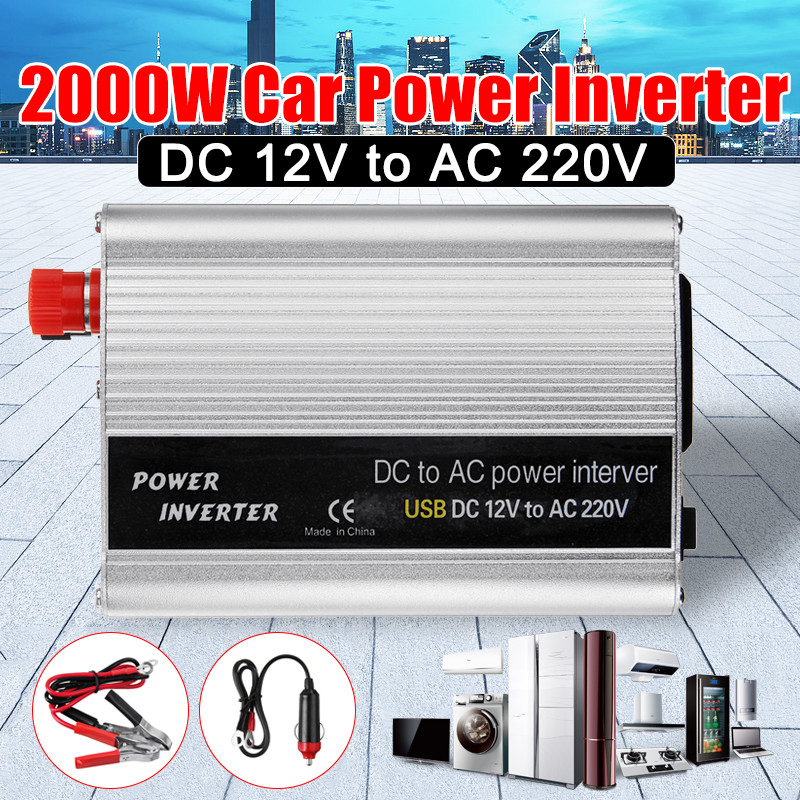 2000w dc 12v til  ac 220v usb bil strøm inverter oplader konverter adapter  dc 12 to ac 220 modificeret sinusbølge transformer