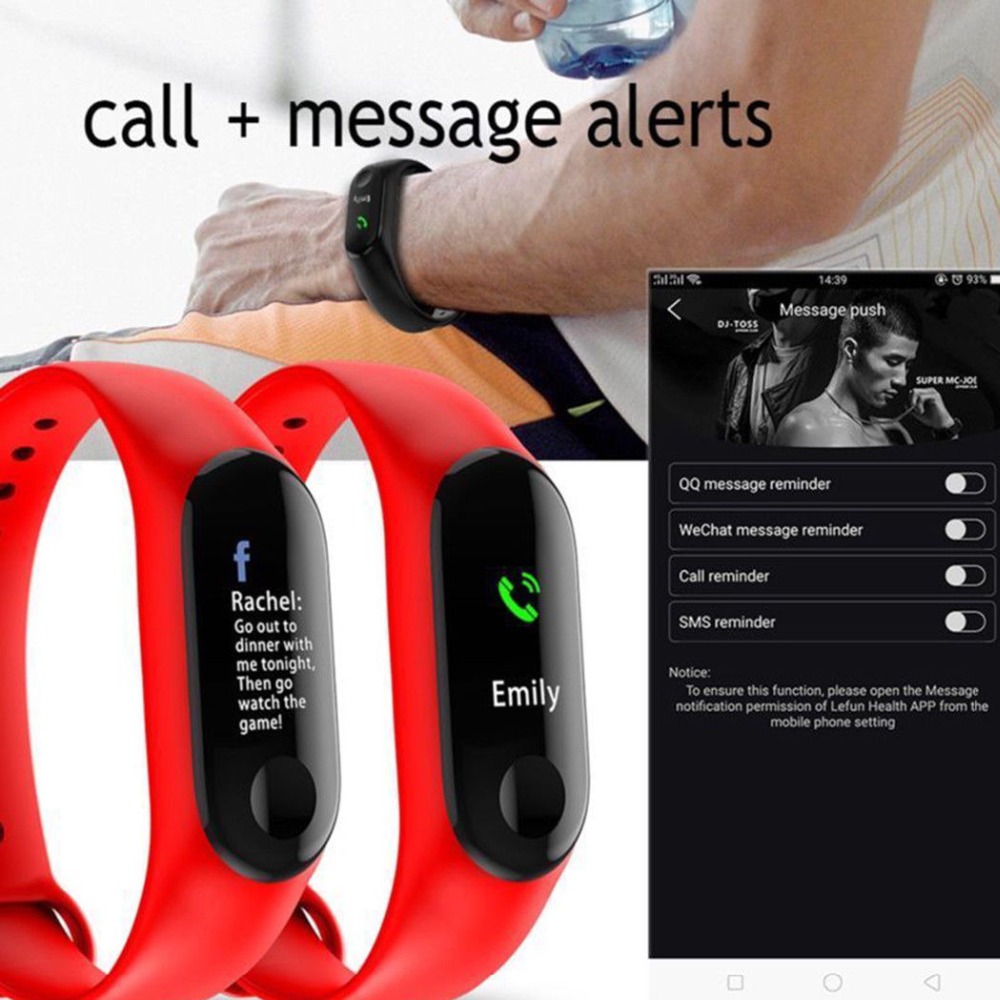 Sport Clever Armbinde Uhr Anruf Vibration Alarm Nachricht drücken Blutdruck Monitor Fitness Tracker Tragbare Digitale Armbanduhr