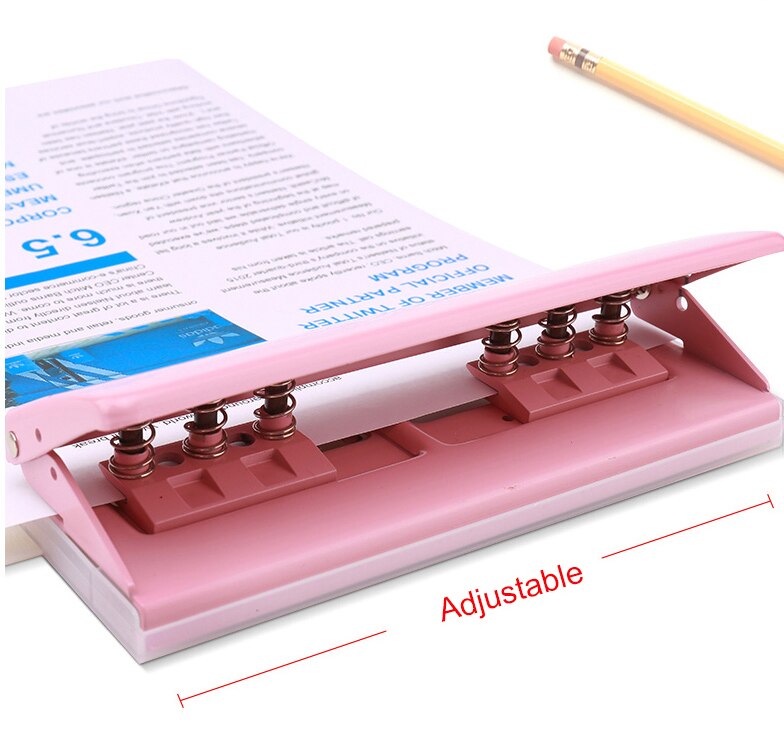 6 Hole Punch Pink Craft Metal Punch Paper Cutter Adjustable Diy A4 A5 A6 Loose-leaf Paper Punch Scrapbooking Office Stationery