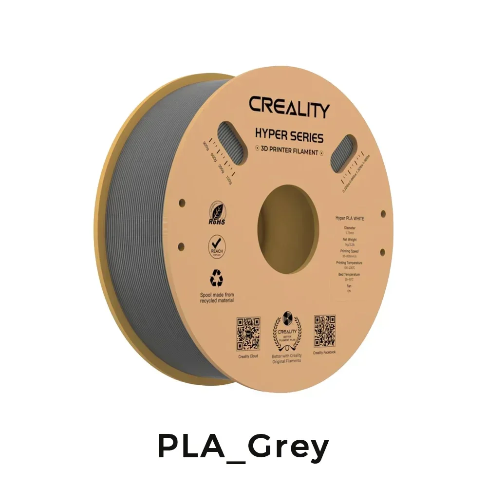 Creality Hyper Series PLA Filament Multiple Colors 1.75mm 1KG 30-600mm/s High Speed High Precision Printing 3D Printer Materials: GRAY