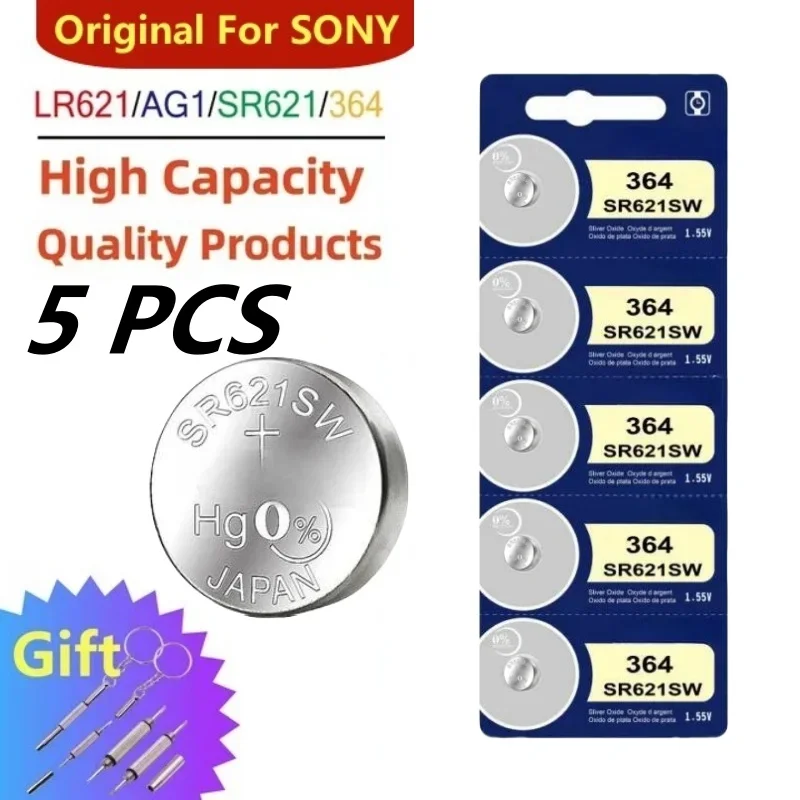 Oryginał dla SONY 364 SR621SW bateria 1,55 V baterie guzikowe robić zegarków zabawki zdalne baterie monetowe: czarny