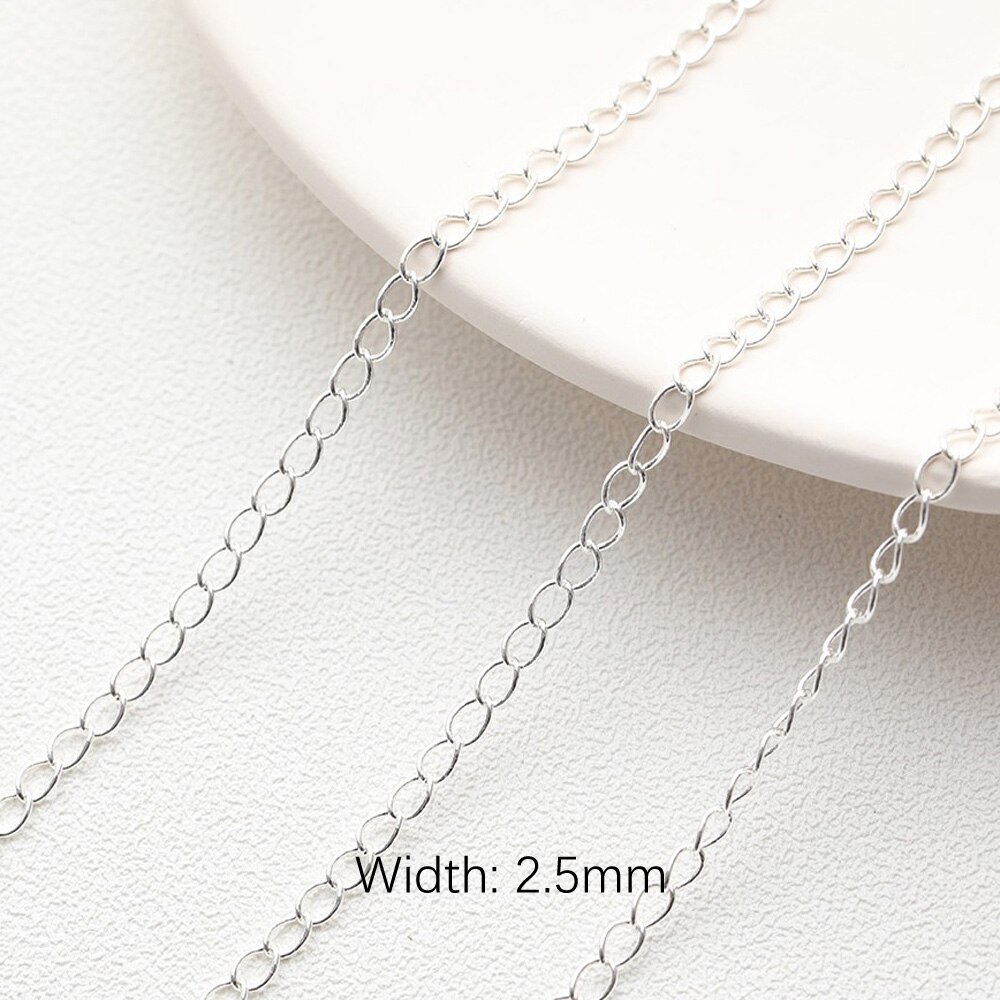 1 Meter 925 versilberte Ketten Armbinde Messingkette für Schmuckherstellung Halskette Diy Ohrringe Zubehör handgemachte Accessoires 39"