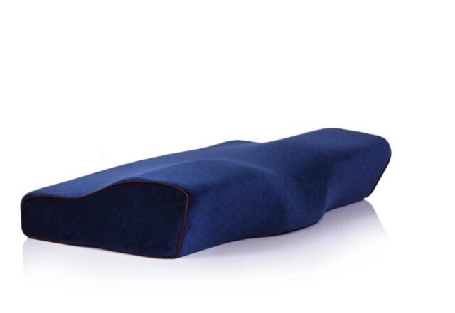 Memory Foam Pillow Neck Massage Ergonomic Curve Cervical Orthopedic Neck Bed Sleeping Head Cushion Pillow: 60x35 / Dark Blue