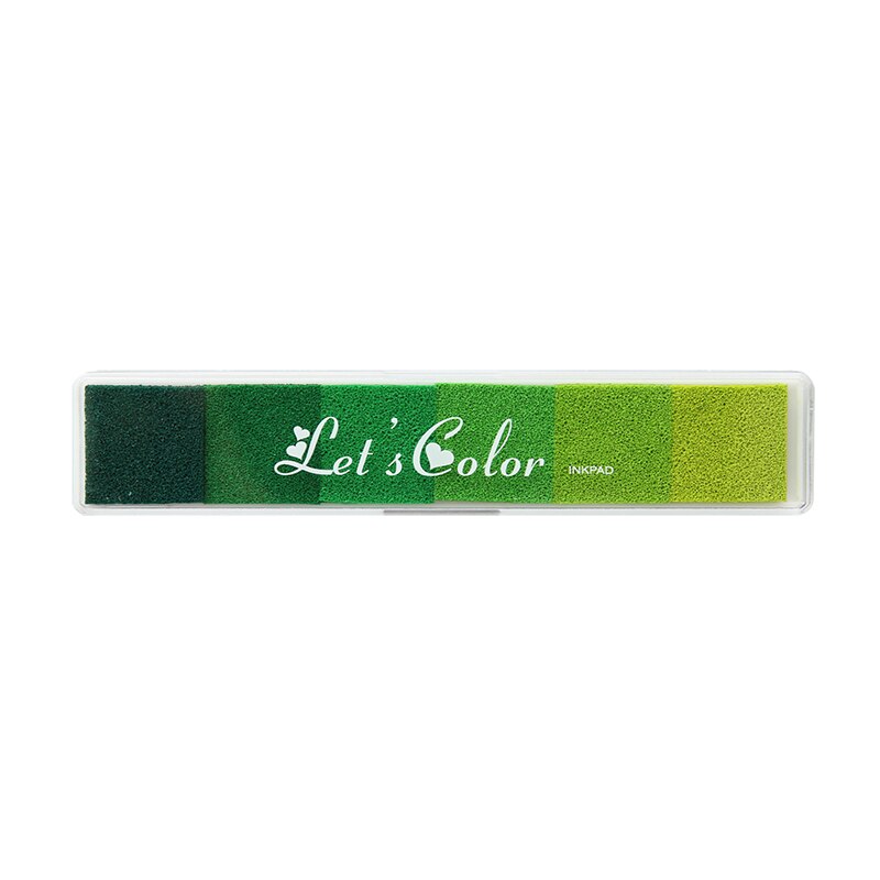 Almohadilla de tinta de arcoíris de fantasía en 6 colores, estampado de barro cuadrado, hecho a mano, decoración de diario, suministros escolares de oficina, H6333: Green