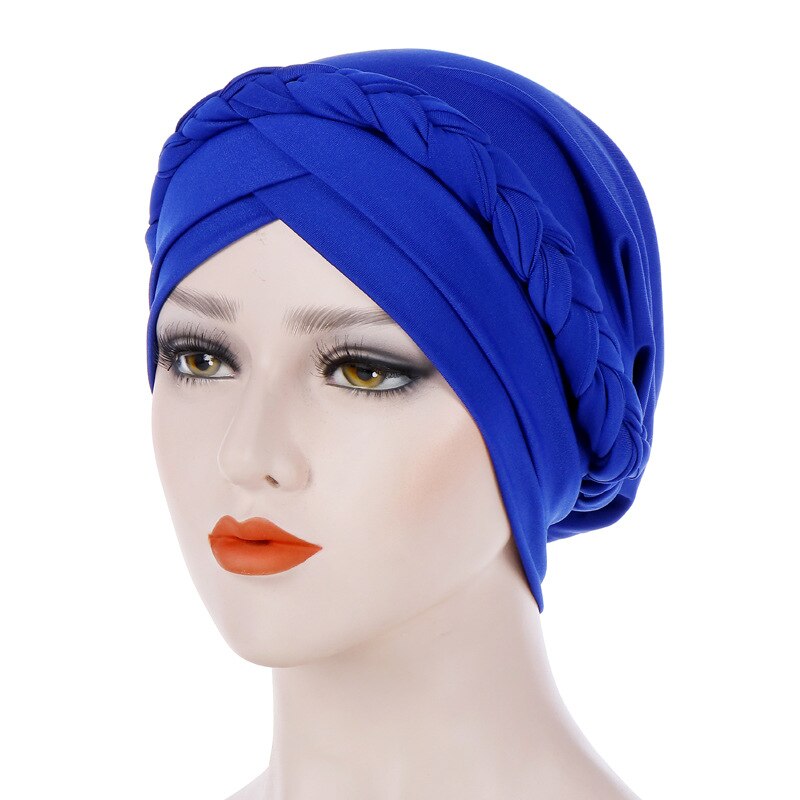 Diadema Africana cruzada para la frente, turbante de Color sólido para mujer, gorro musulmán, Hijab listo para usar: 9