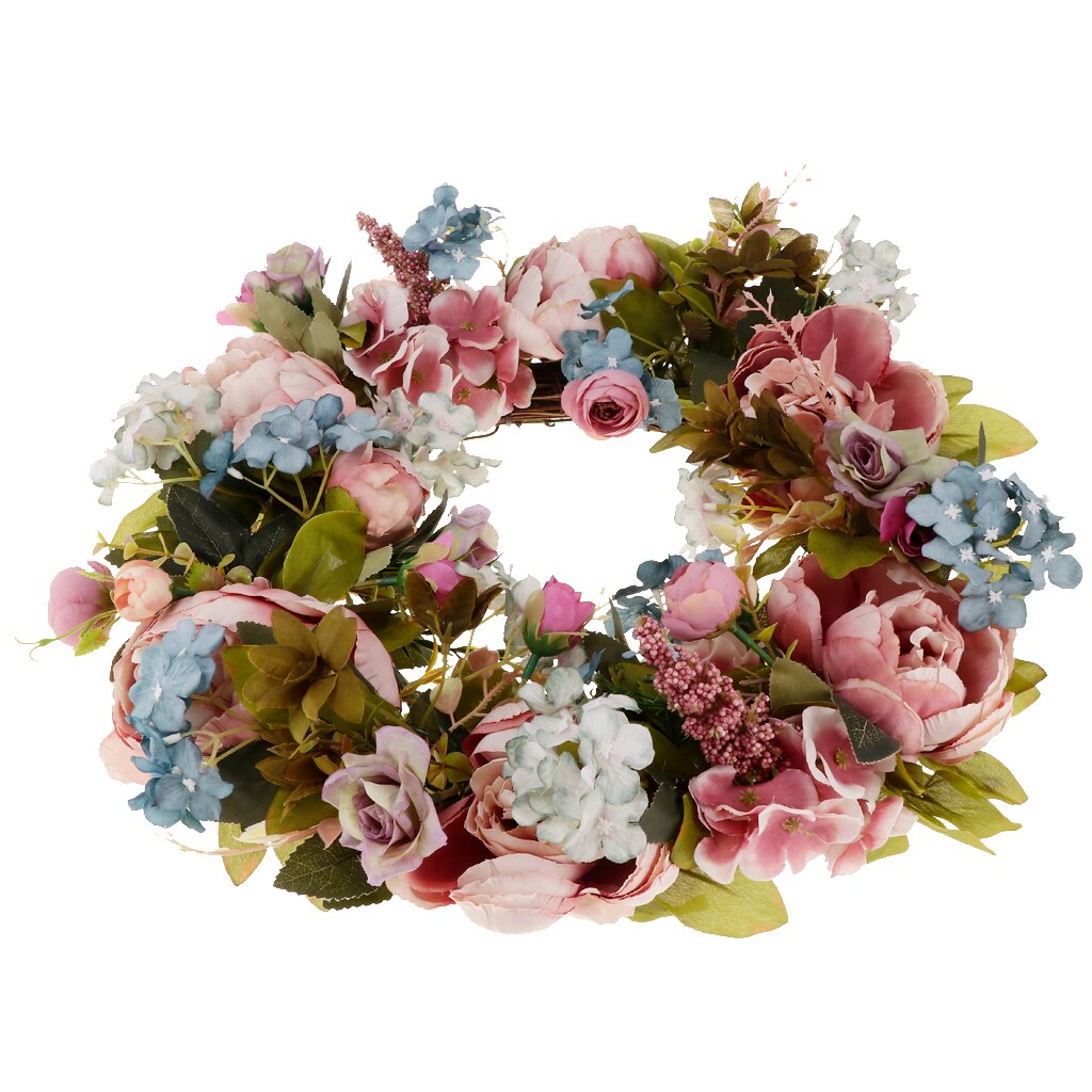 Guirnalda de peonías para decoración del hogar, adorno de flores artificiales para colgar en la pared, decoración navideña para puerta y primavera