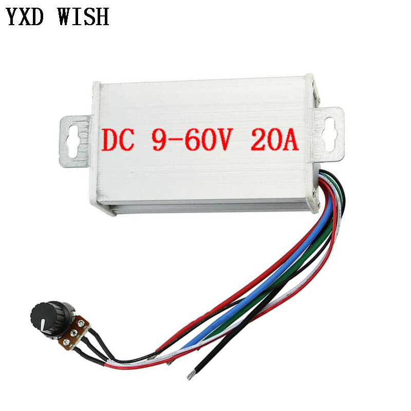 PWM 9V 12V 24V 48V 60V DC Motor Speed Controller Module 20A 0-1200W Adjustable Speed Regulator Controller Regulator Driver