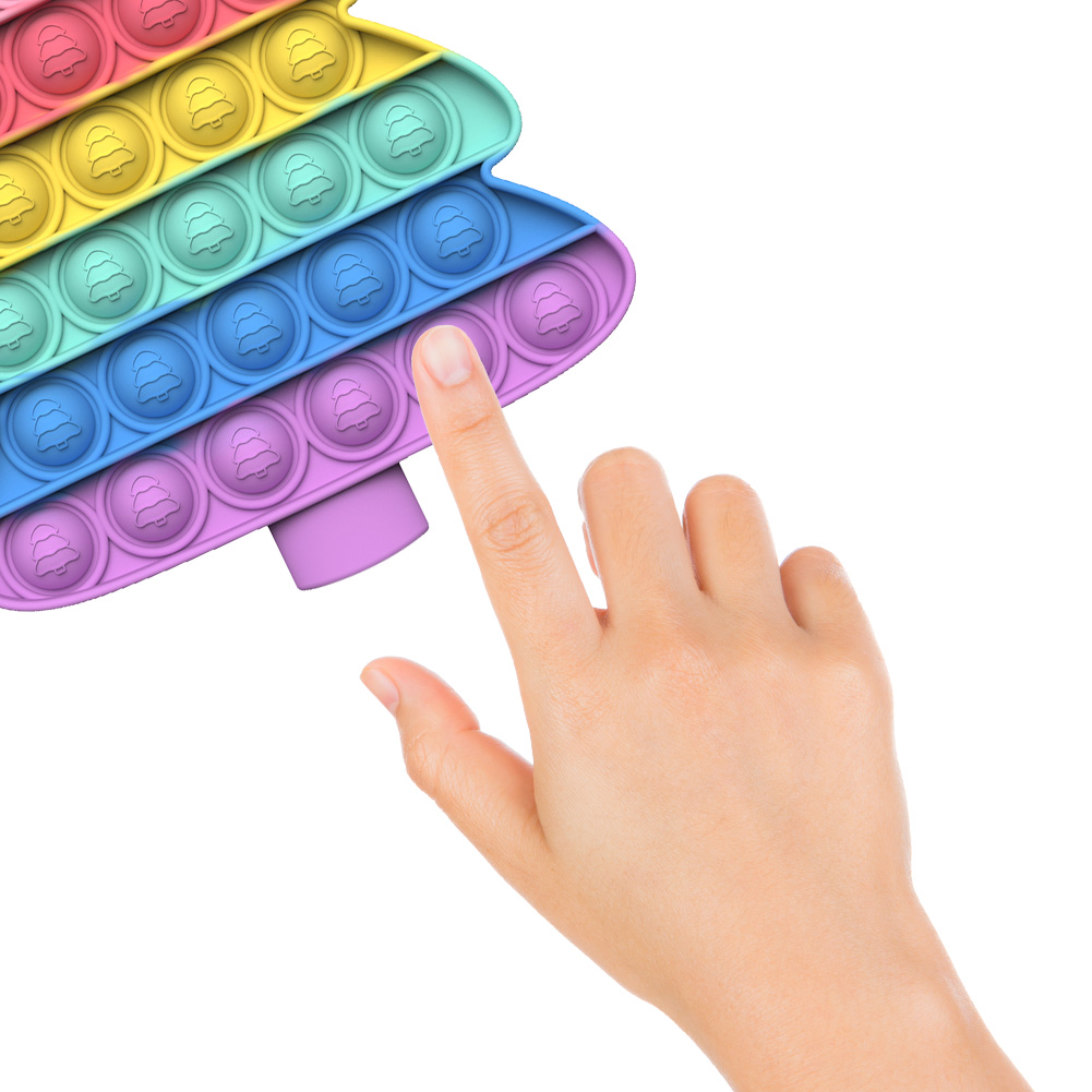 Push Bubble Sensory Toys Rainbow Christmas Tree Reliver Stress Squeeze Silicone Push Bubble Fidget Toys Sensory Toy