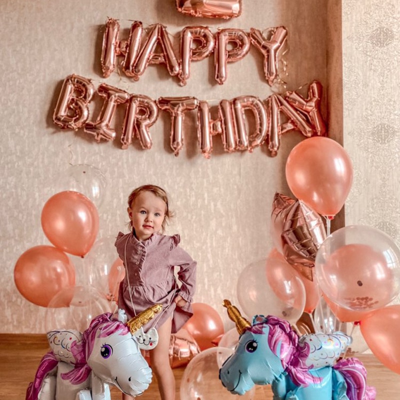 1Set Happy Birthday Decoration Balloons Rose Gold Letter Foil Ballons Kids Adult Birthday Party Decorations Globos Anniversary