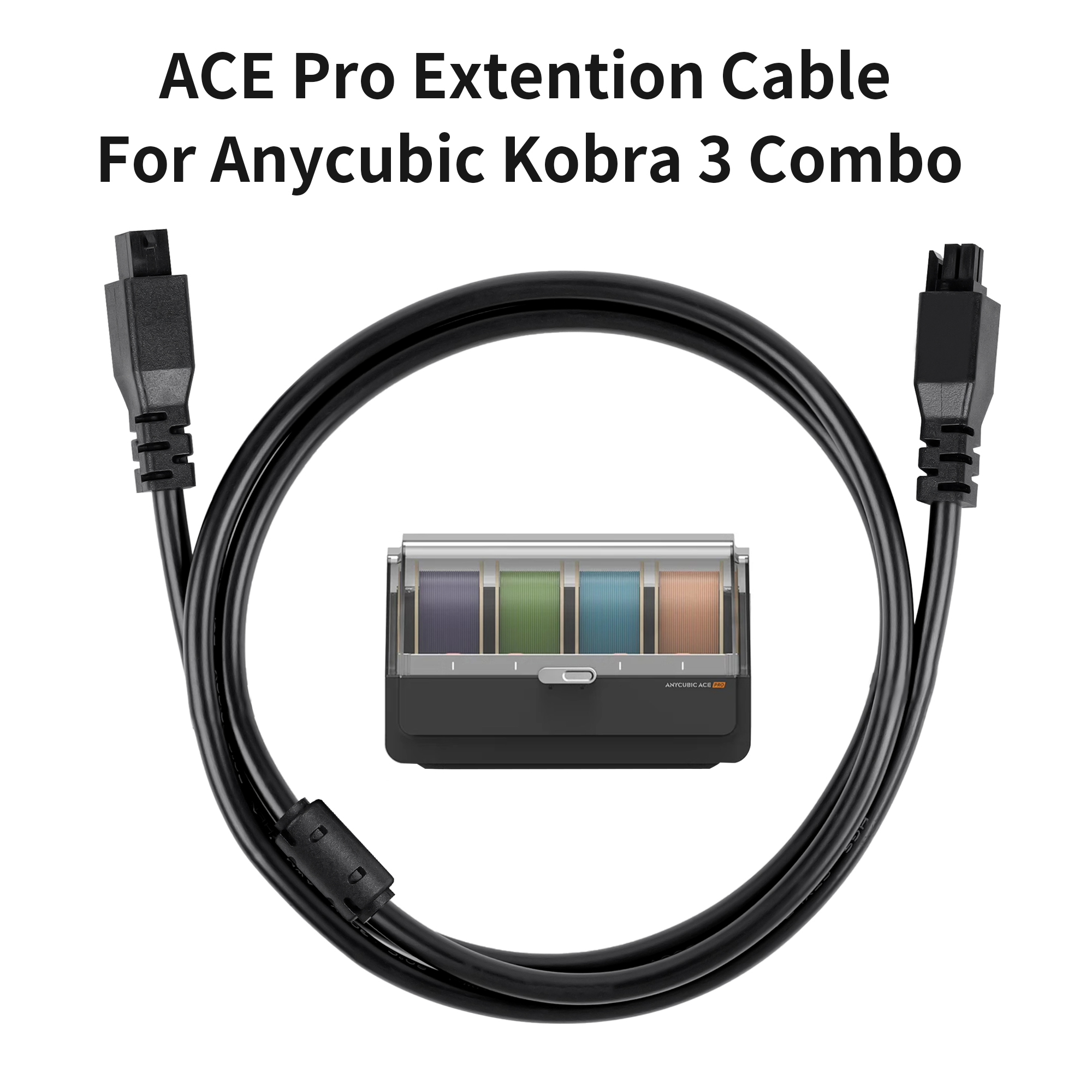 Para Anycubic kobra 3 Combo Cable de datos de 4 pines Cable de extensión ACE Pro 1M 2M con anillo magnético para impresora 3D Kobra 3/Max/S1/S1C